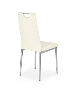 SCAUN DINING K202, CREM/CROM, CU TAPITERIE DIN PIELE ECOLOGICA SI PICIOARE DIN METAL, STIL MODERN - Img 2