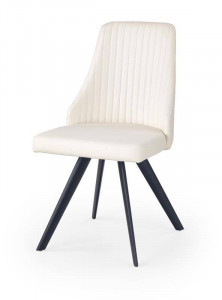 SCAUN DINING K206, ALB/NEGRU, CU TAPITERIE DIN PIELE ECOLOGICA SI PICIOARE DIN METAL, STIL MODERN