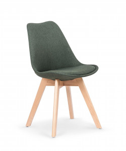 SCAUN DINING K303, VERDE INCHIS/FAG, CU TAPITERIE DIN STOFA SI PICIOARE DIN LEMN MASIV, STIL MODERN