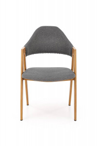 SCAUN DINING K344, GRI/STEJAR, CU TAPITERIE DIN STOFA SI PICIOARE DIN METAL, STIL MODERN - Img 2