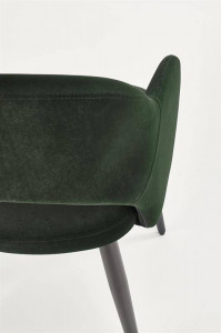 SCAUN DINING K364, VERDE INCHIS/NEGRU, CU TAPITERIE DIN STOFA FINA SI PICIOARE DIN METAL, STIL MODERN - Img 3
