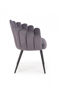 SCAUN DINING K410, GRI/NEGRU, CU TAPITERIE DIN CATIFEA SI PICIOARE DIN METAL, STIL MODERN - Img 3