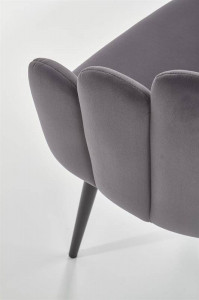 SCAUN DINING K410, GRI/NEGRU, CU TAPITERIE DIN CATIFEA SI PICIOARE DIN METAL, STIL MODERN - Img 8