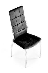 SCAUN DINING K416, NEGRU/CROM, CU TAPITERIE DIN CATIFEA SI PICIOARE DIN METAL, STIL MODERN - Img 3