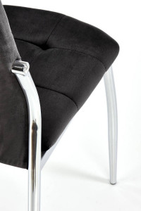 SCAUN DINING K416, NEGRU/CROM, CU TAPITERIE DIN CATIFEA SI PICIOARE DIN METAL, STIL MODERN - Img 7