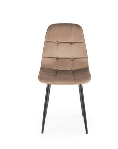 SCAUN DINING K417, BEJ/NEGRU, CU TAPITERIE DIN CATIFEA SI PICIOARE DIN METAL, STIL MODERN - Img 3