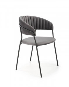 SCAUN DINING K426, GRI/NEGRU, CU TAPITERIE DIN CATIFEA SI PICIOARE DIN METAL, STIL MODERN