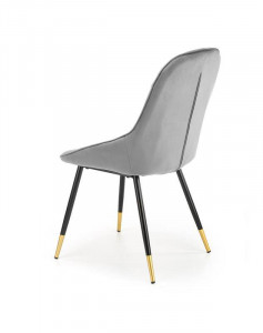 SCAUN DINING K437, GRI/NEGRU/AURIU, CU TAPITERIE DIN CATIFEA SI PICIOARE DIN METAL, STIL MODERN - Img 3