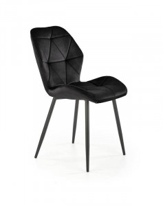 SCAUN DINING K453, NEGRU/NEGRU, CU TAPITERIE DIN CATIFEA SI PICIOARE DIN METAL, STIL MODERN - Img 1