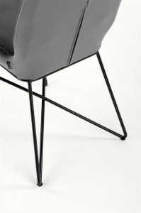 SCAUN DINING K454, GRI/NEGRU, CU TAPITERIE DIN CATIFEA SI PICIOARE DIN METAL, STIL MODERN - Img 4