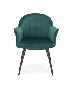 SCAUN DINING K468, VERDE INCHIS/NEGRU, TAPITERIE DIN CATIFEA SI PICIOARE DIN METAL , STIL MODERN - Img 4