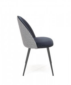 SCAUN DINING K478, ALB/NEGRU, CU TAPITERIE DIN CATIFEA SI PICIOARE DIN METAL, STIL MODERN - Img 4