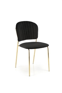 SCAUN DINING K499, NEGRU/AURIU, CU TAPITERIE DIN CATIFEA SI PICIOARE DIN METAL, STIL MODERN