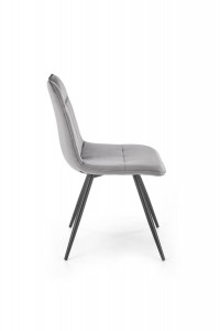 SCAUN DINING K521, GRI/NEGRU, CU TAPITERIE DIN CATIFEA SI PICIOARE DIN METAL, STIL MODERN - Img 6