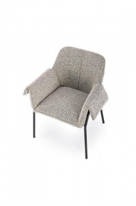 SCAUN DINING K522, GRI/NEGRU, CU TAPITERIE DIN STOFA SI PICIOARE DIN METAL, STIL MODERN - Img 6