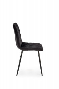 SCAUN DINING K525, NEGRU/NEGRU, TAPITERIE DIN CATIFEA SI PICIOARE DIN METAL, STIL MODERN - Img 2