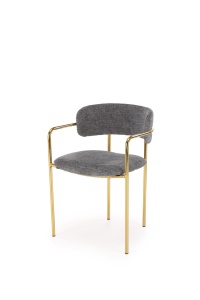 SCAUN DINING K537, GRI/AURIU, TAPITERIE DIN STOFA SI PICIOARE DIN METAL, STIL MODERN - Img 4