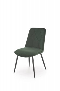 SCAUN DINING K539, VERDE/NEGRU, TAPITERIE DIN CATIFEA SI PICIOARE DIN METAL, STIL MODERN