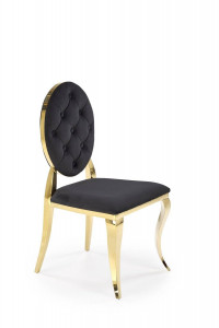 SCAUN DINING K556, NEGRU/AURIU, CU TAPITERIE DIN CATIFEA SI PICIOARE DIN METAL, STIL MODERN - Img 1
