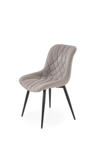 SCAUN DINING K567, GRI/NEGRU, TAPITERIE DIN STOFA FINA SI PICIOARE DIN METAL, STIL MODERN - Img 3