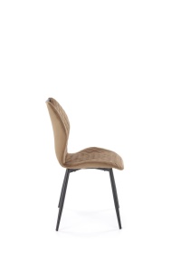 SCAUN DINING K569, BEJ 11/NEGRU, TAPITERIE DIN CATIFEA SI PICIOARE DIN METAL, STIL MODERN - Img 3