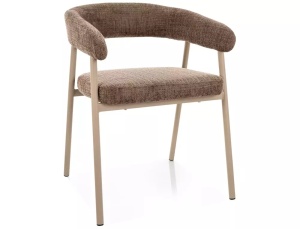 SCAUN DINING KATANA, CAPPUCCINO/CREM, TAPITERIE DIN TEXTIL SI PICIOARE DIN METAL, STIL MODERN - Img 7
