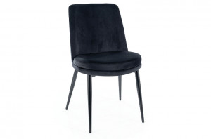SCAUN DINING KAYLA, NEGRU BLUVEL 19/NEGRU MAT, TAPITERIE DIN CATIFEA SI PICIOARE DIN METAL, STIL MODERN