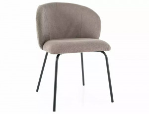 SCAUN DINING KEVIN, BEJ INCHIS 35/NEGRU MAT, TAPITERIE DIN STOFA VARDO SI PICIOARE DIN METAL, STIL MODERN
