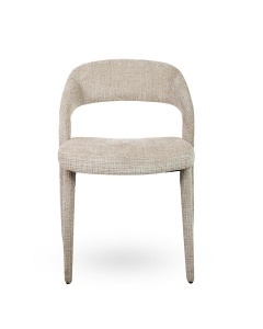 SCAUN DINING KOS BEJ, CONFECTIONAT DINTEXTIL CHENILLE SI METAL, STIL MODERN - Img 4