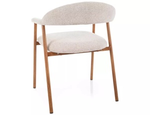 SCAUN DINING LAGOS D RAVEN, BEJ DESCHIS 22/STEJAR, TAPITERIE DIN TEXTIL SI PICIOARE DIN METAL, STIL MODERN - Img 3