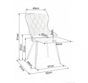 SCAUN DINING LOTUS, BEJ BLUVEL 28/NEGRU MAT, TAPITERIE DIN CATIFEA SI PICIOARE DIN METAL, STIL MODERN - Img 4