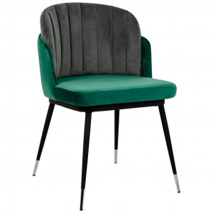 SCAUN DINING, MARCEL, GRI/NEGRU/ARGINTIU/VERDE, CU TAPITERIE DIN CATIFEA, STIL MODERN - Img 1