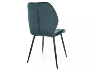 SCAUN DINING MIKE, VERDE BLUVEL 78/NEGRU MAT, TAPITERIE DIN CATIFEA SI PICIOARE DIN METAL, STIL MODERN - Img 2