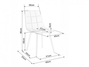 SCAUN DINING MILA, GRI MAT BLUVEL 85/NEGRU MAT, TAPITERIE DIN CATIFEA SI METAL, STIL MODERN - Img 3