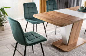 SCAUN DINING MILA, VERDE BLUVEL 78/NEGRU MAT, TAPITERIE DIN CATIFEA SI METAL, STIL MODERN - Img 3