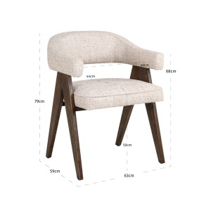 SCAUN DINING, MORI, REALIZAT DIN LEMN DE CAUCIUC, SPUMA SI TEXTIL, CULOARE CREM/NATUR, DESIGN DEOSEBIT, RICHMOND INTERIORS - Img 4