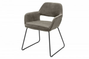 SCAUN DINING, MUSTANG , TAUPE, MICROFIBRA, DESIGN RETRO - Img 6