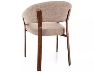 SCAUN DINING NAGOJA D, BEJ 253/NUC, TAPITERIE DIN TEXTIL SI PICIOARE DIN METAL, STIL MODERN - Img 3