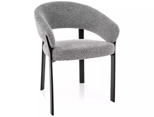 SCAUN DINING NAGOJA, GRI 254/NEGRU MAT, TAPITERIE DIN TEXTIL SI PICIOARE DIN METAL, STIL MODERN