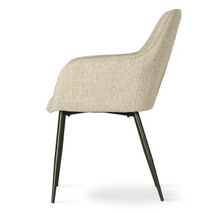 SCAUN DINING NANO, KAKI/NEGRU, CONFECTIONAT DIN TAPITERIE DIN TEXTIL, SPUMA SI PICIOARE DIN METAL, STIL MODERN - Img 3