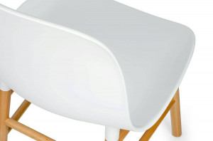 SCAUN DINING, NATURAL/ALB, DIN POLIPROPILENA SI LEMN DE FAG, IKAR, STIL MODERN - Img 6