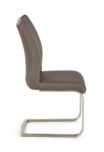 SCAUN DINING OPAL GRI/CROM, TAPITERIE DIN PIELE ECOLOGICA SI PICIOARE DIN OTEL PERIAT, STIL MODERN - Img 2