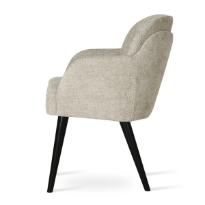 SCAUN DINING ORELI SUPREME, CONFECTIONAT DIN LEMN, SPUMA, ARCURI SI TEXTIL, BEJ/NEGRU, STIL MODERN - Img 3