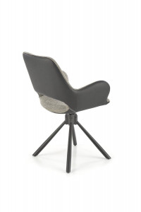 SCAUN DINING PIVOTANT K494, GRI/NEGRU, TAPITERIE DIN STOFA SI PIELE ECOLOGICA SI PICIOARE DIN METAL, STIL MODERN - Img 6
