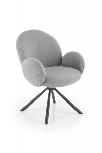 SCAUN DINING PIVOTANT K498, GRI/NEGRU, TAPITERIE BOUCLE SI PICIOARE DIN METAL, STIL MODERN - Img 1