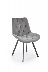 SCAUN DINING PIVOTANT K519, GRI/NEGRU, TAPITERIE DIN CATIFEA SI PICIOARE DIN METAL, STIL MODERN
