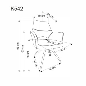 SCAUN DINING PIVOTANT K542, GRI/NEGRU, TAPITERIE DIN STOFA SI PICIOARE DIN METAL, STIL MODERN - Img 2