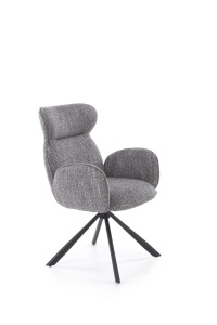 SCAUN DINING PIVOTANT K571, GRI/NEGRU, TAPITERIE DIN STOFA SI PICIOARE DIN METAL, STIL MODERN