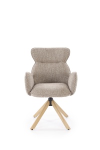 SCAUN DINING PIVOTANT K585, BEJ INCHIS/STEJAR NATURAL, TAPITERIE DIN STOFA SI PICIOARE DIN LEMN, STIL MODERN - Img 5