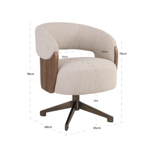 SCAUN DINING POLLUX, REALIZAT DIN METAL, LEMN DE FAG SI TEXTIL, CULOARE MARO/BEJ, DESIGN DEOSEBIT, RICHMOND INTERIORS - Img 7